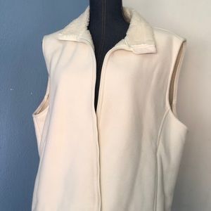 Lands End White Fleece Vest
